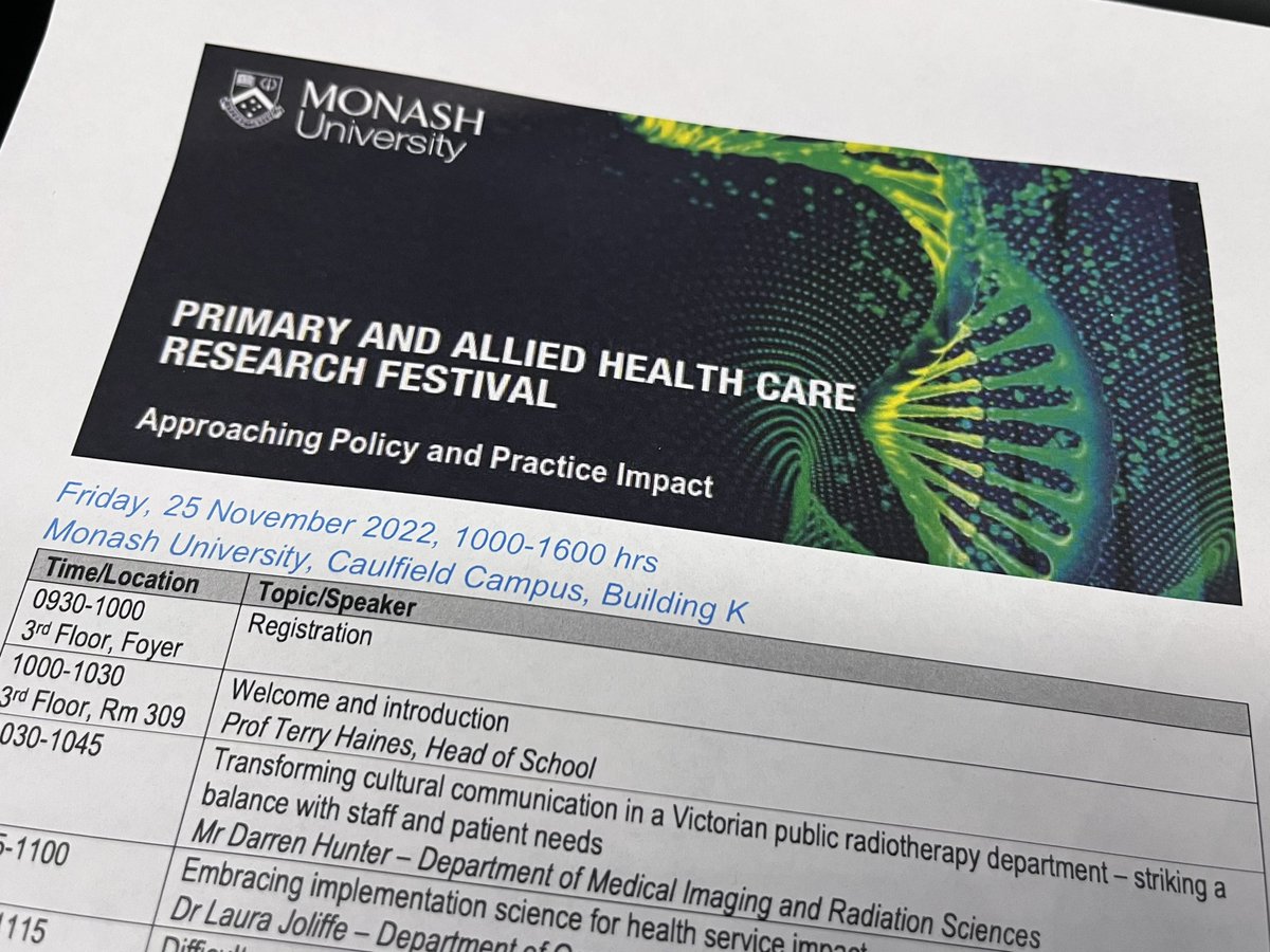 SPAHCMonash's tweet photo. Exciting day for staff and HDR students in the school. Celebrating all things research. 
Started with Prof @TerryPHaines sharing his epic journey and describing the challenges to reducing falls rates in hospitals. 
#researchtranslation https://t.co/1ZdYZMP5XZ