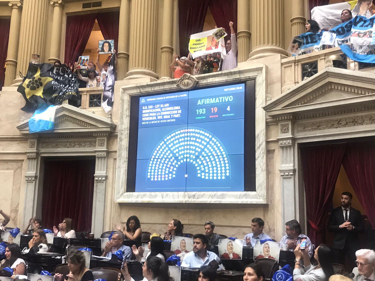 ANSV_Ar's tweet photo. ¡El proyecto de Ley de #AlcoholCero al volante de la Agencia Nacional de Seguridad Vial consiguió media sanción en @DiputadosAR  y quedó a un paso de convertirse en ley! 
#SeráLey 
➡️En 1 de cada 4 siniestros viales graves, está presente el alcohol. La única medida segura es 0. https://t.co/Hwuvop255O