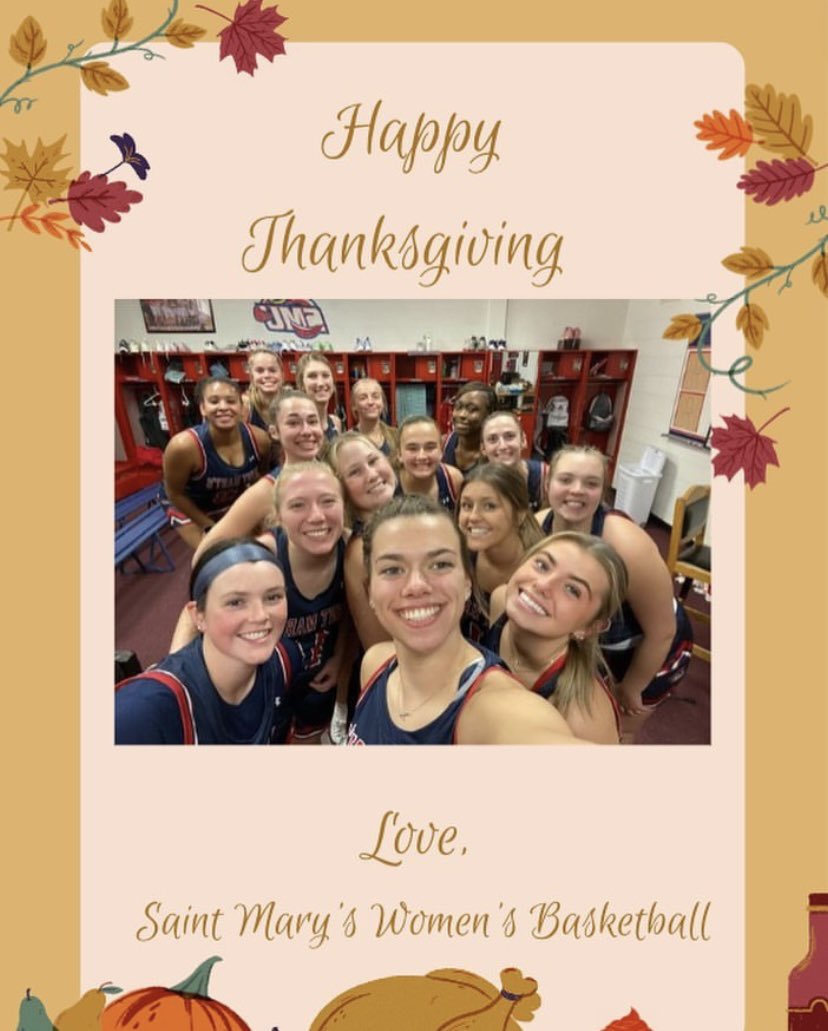 saintmarys_wbb's tweet image. Happy Thanksgiving from the Saint Mary’s WBB Family! Thankful for every moment ♥️🏀