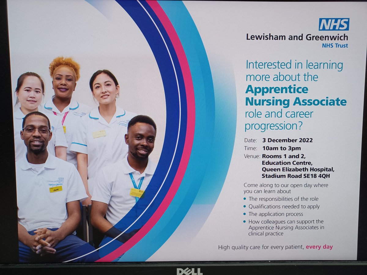 LGT_NAs's tweet photo. Are you considering becoming an #ApprenticeNursingAssociate?
Want to know more about the role?
We're hosting a #NursingAssociate Open Day:
Saturday,3rd December 2022
Drop in 10.00 - 15.00
QE Education Centre,SE18 4QH.
Meet current @LG_NHS #ANAs, find out about their experience
VC https://t.co/ru93sSJBuA