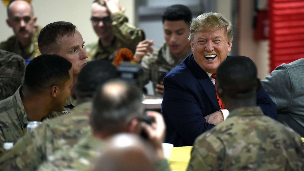 michaeldeand01's tweet photo. @BYLuvJedi Remember when Trump spent Thanksgiving with the troops in Afghanistan. Look at his face, Mabey one of his happiest photos.
#WeMissTrump https://t.co/cFREGKBmQi