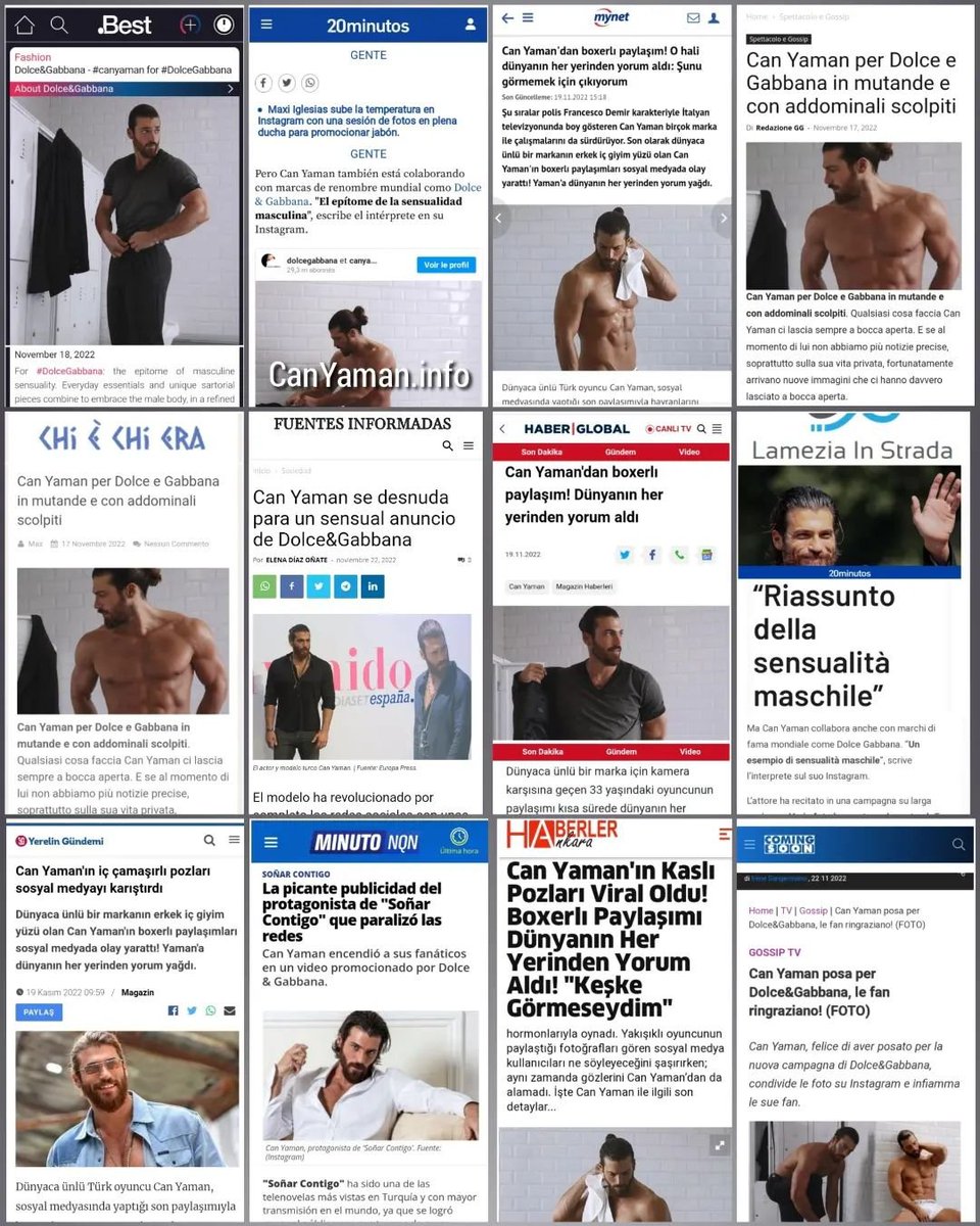 Que maravilla ver esto, esperamos tantos años para ver a la prensa turca mostrando su trabajo, no es fácil imitar a #CanYaman.
Cada paso que ha dado había sido ignorado, pero #DolceGabbana y sus 29 mill de seguidores lograron GRİTAR. 
"ES EL HOMBRE TURCO DEL MOMENTO"👑👏👏👏