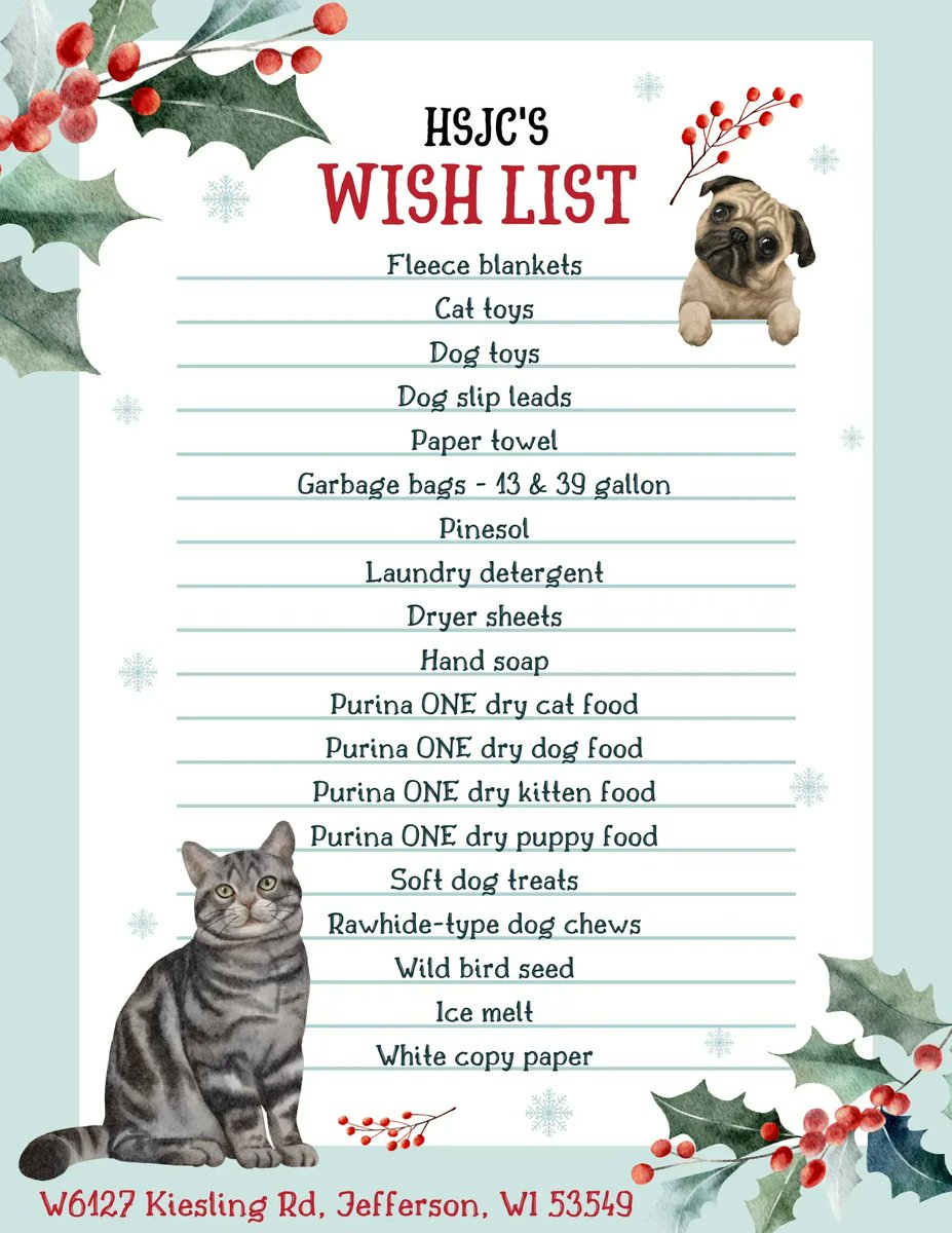 If your Thanksgiving plans include any #BlackFriday shopping, please keep our shelter animals in mind!
Amazon Wish List: buff.ly/3i0kSZC
Chewy Wish List: buff.ly/3VnCtZP
Select HSJC as your Amazon Smile charity: buff.ly/3Vsgi4H
#donate #wishlist