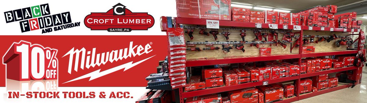 croftlumber's tweet photo. Less than 12 hours until we open the doors for these special Black Friday deals @croftlumber! 

Friday: 7:00 AM - 5:30 PM ET
Saturday: 7:00 AM - 1:00 PM ET https://t.co/Du3V45t6rG
