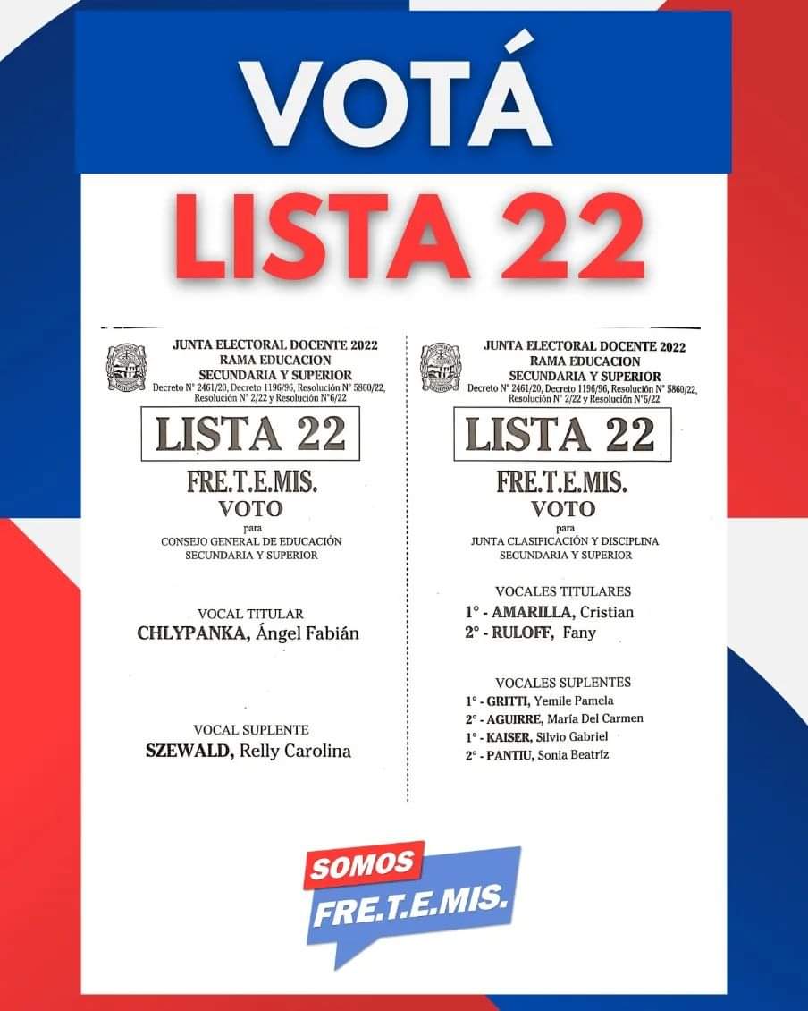 SAdoremis's tweet photo. 📅Este próximo 29 de noviembre acompañanos con tu voto🗳️
.
.
#DocentesMisioneros 
#SomosFRETEMIS 
#VotaLista2y22 https://t.co/WD07KxnoSX