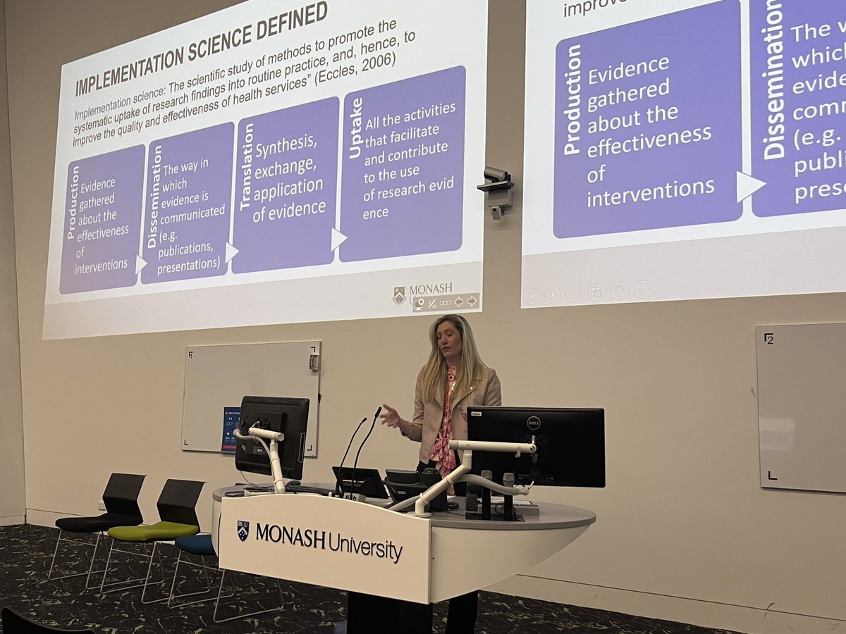 SPAHCMonash's tweet image. Next up, exciting to see @LJJolliffe from @Monash_OT present on #Implentationscience and work with partner organisation such as @PeninsulaHealth