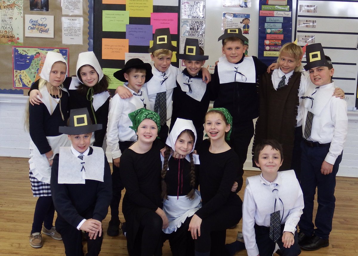 Here is Grade 5 after they performed the first Thanksgiving for their families and the whole school. Happy Thanksgiving from the St. Michael School family to yours! #Thanksgiving #Thanksgiving2022 #catholiceducation