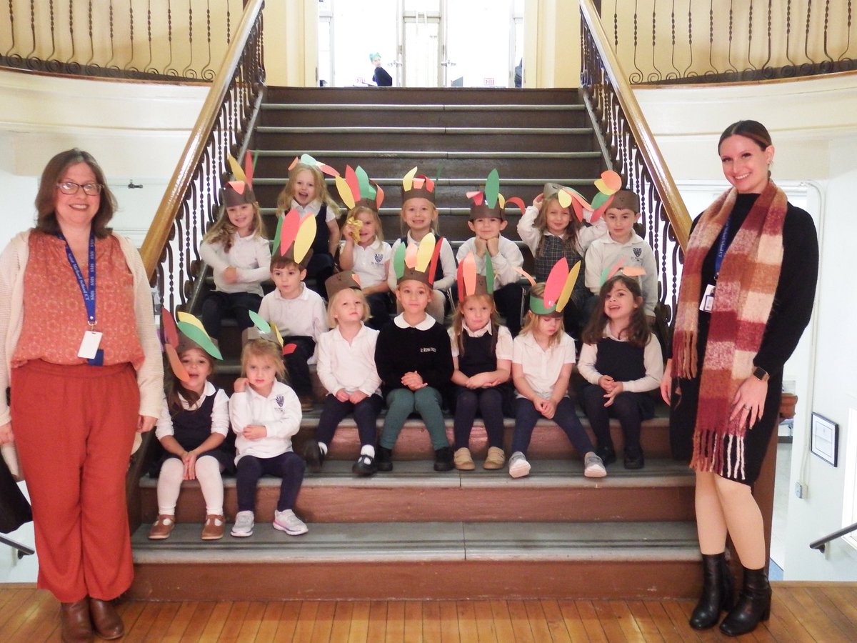 stmichaelsct's tweet photo. More #Thanksgiving happiness, here is our Preschool class wearing their homemade turkey crowns! #Thanksgiving2022 https://t.co/z7AdnoEjuP