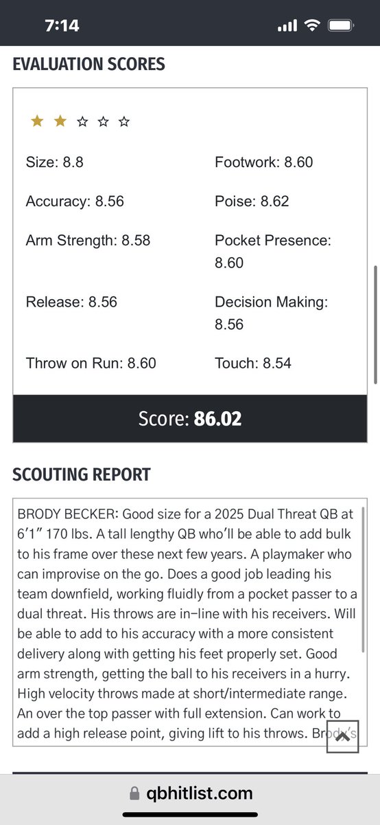Just released! <a href="/QBHitList/">QBHitList.com</a> Premium 2025 QB <a href="/brody_becker4/">Brody Becker</a> Luther Hs(OK) 

Evaluation, Scouting Report and Rank‼️

👀 Check it out!

Profile: qbhitlist.com/profile/brody-…