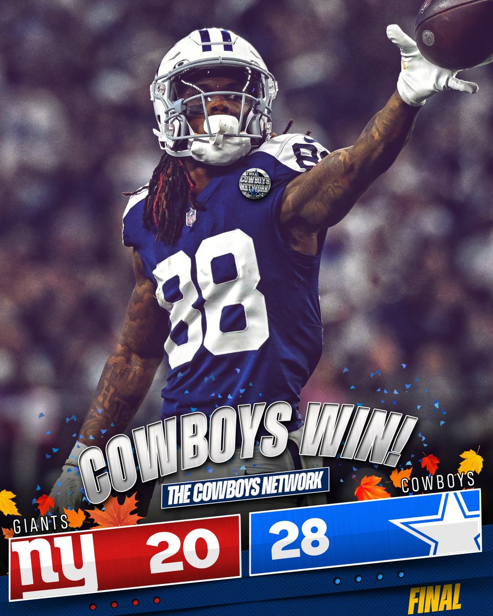 COWBOYS WIN! FINAL SCORE: Giants 20 vs #Cowboys 28 ✭ #NYGvsDAL