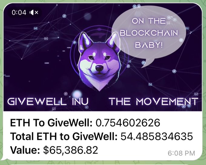 DonovanDoggo's tweet photo. Love what is happening with @GiveWell_Inu 💜💜
Inspired by a tweet from .@VitalikButerin and making $GINU and proof of by having 2% of tax coded to go directly to .@GiveWell 💜💜
The community is amazing, and has only just begun!
#AlwaysDoGood https://t.co/kWUL38AN8c