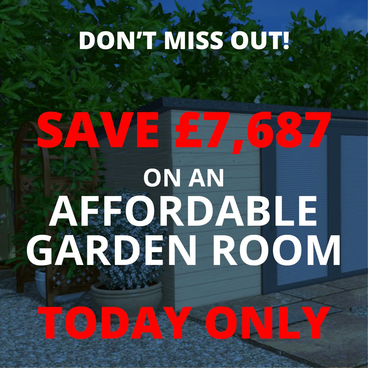 Save over £7,600 with our #BlackFriday garden room deal - today only! We're offering the first 12 people a fantastic opportunity to own a 4x3m #gardenroom for only £16,308 (+ vat). Call us on 01865 34100, pay a 10% deposit & book your new garden room before 7pm! #blackfridaysale