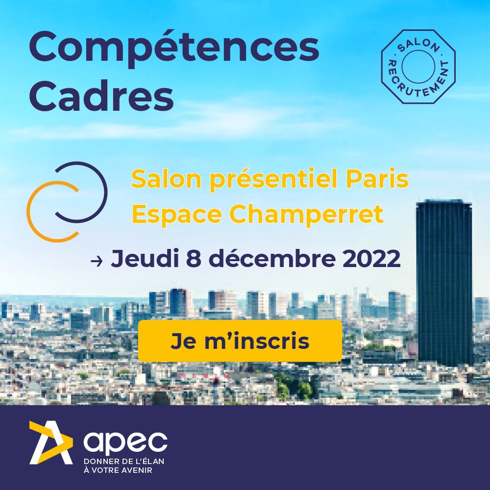Apec_IDF's tweet photo. #AGENDA 📆 
Participez au salon #CompétencesCadres le 08/12 à l'Espace Champerret. 
Vous pouvez dès présent  :
✅ Consulter la liste des exposants &amp; des opportunités d'emploi
✅ Vous inscrire au salon 👉 https://t.co/iYqB4qeKkB
#recrutement #SalonApec #cadres #jeunesdiplômés https://t.co/e8jPog731e
