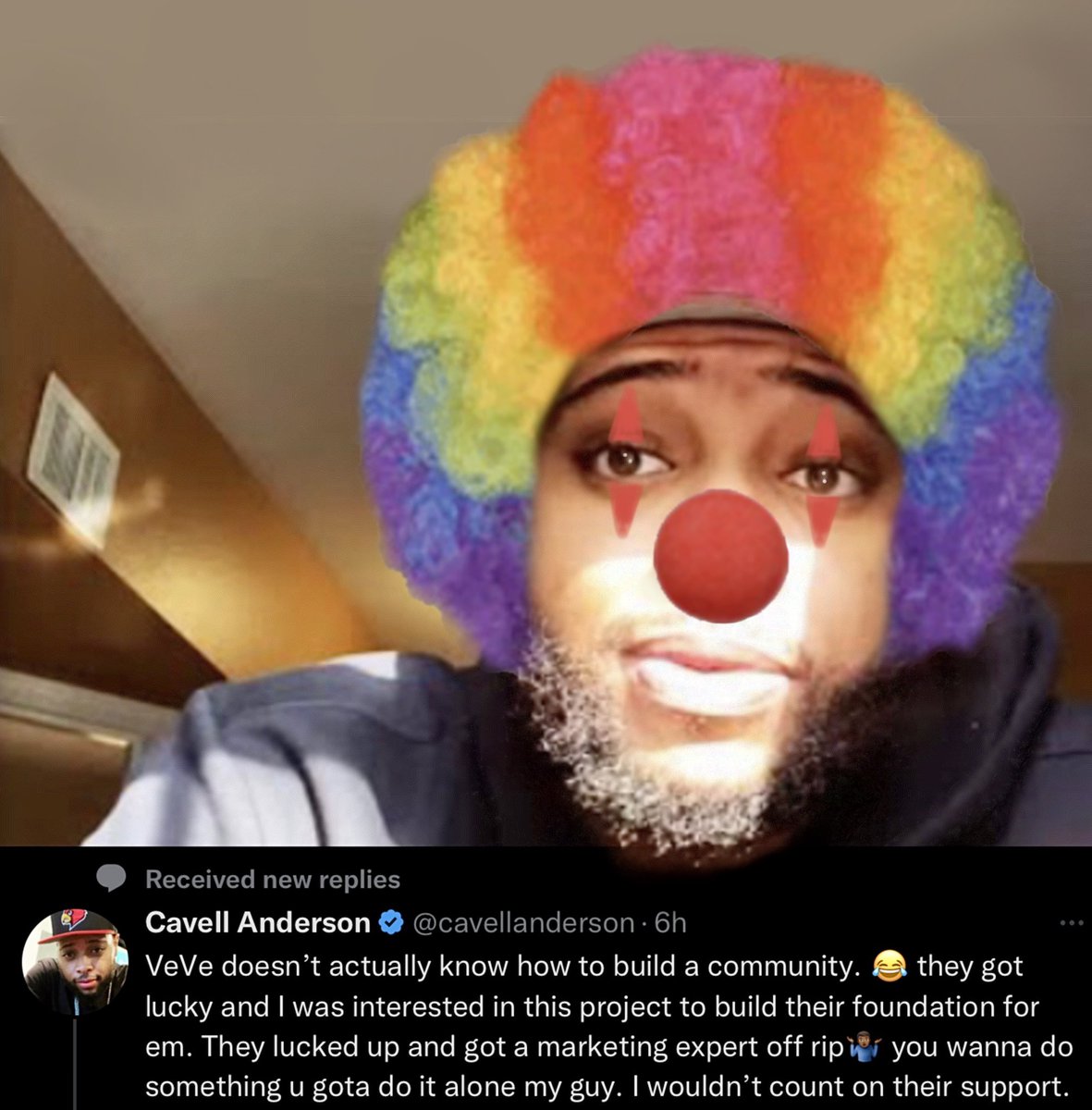 _ZeroCo0L's tweet photo. @cavellanderson
#vevefam
#Narcissist #Clown
#NoInfluence #Delusional
#BrokeInvestor #WannabeYoutuber https://t.co/MzNhwxNuFI