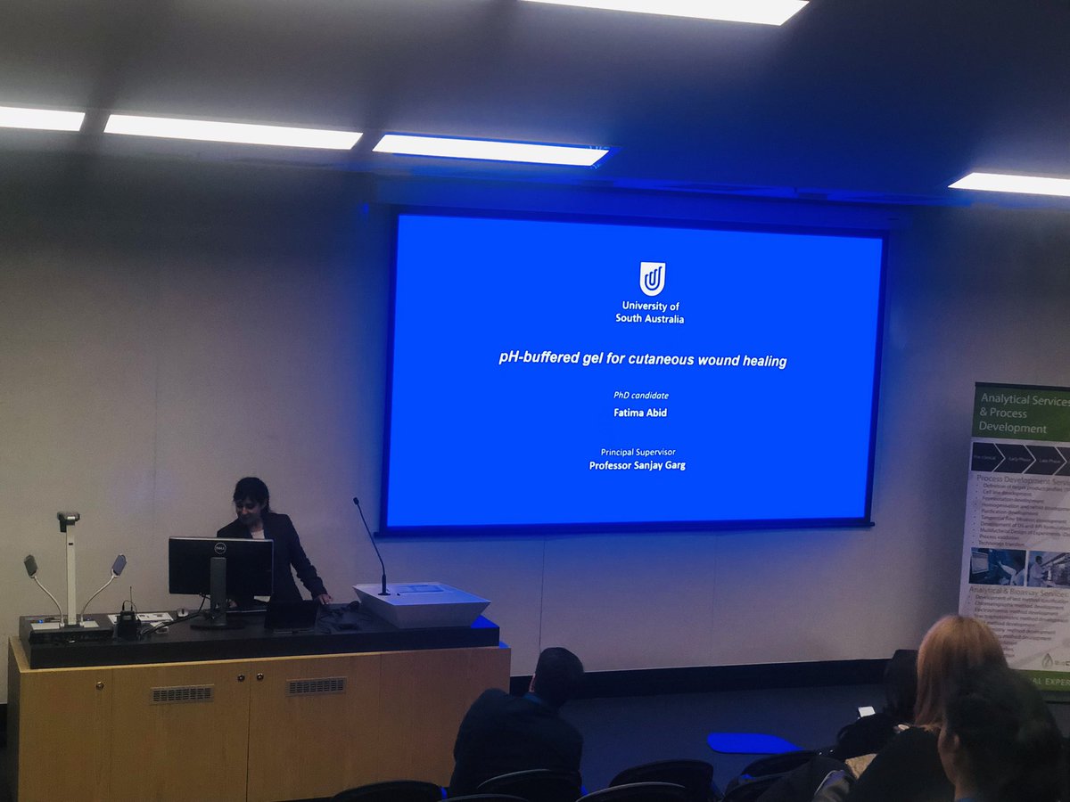 <a href="/FatimaAbid91/">Fatima Abid</a> talking about the potential of pH- buffered systems for wound healing <a href="/DDA2022/">DDA202</a> 
<a href="/PIDG_UniSA/">PIDG UniSA</a> <a href="/UniSA_CPI/">UniSA Centre for Pharmaceutical Innovation</a>
