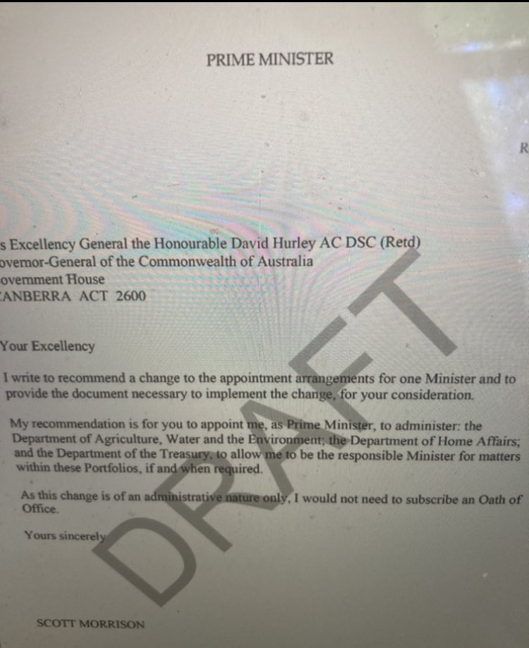 samanthamaiden's tweet photo. Bizarre. Inquiry includes draft letter to appoint himself to ANOTHER portfolio that never happened https://t.co/hQIFJMCGBi