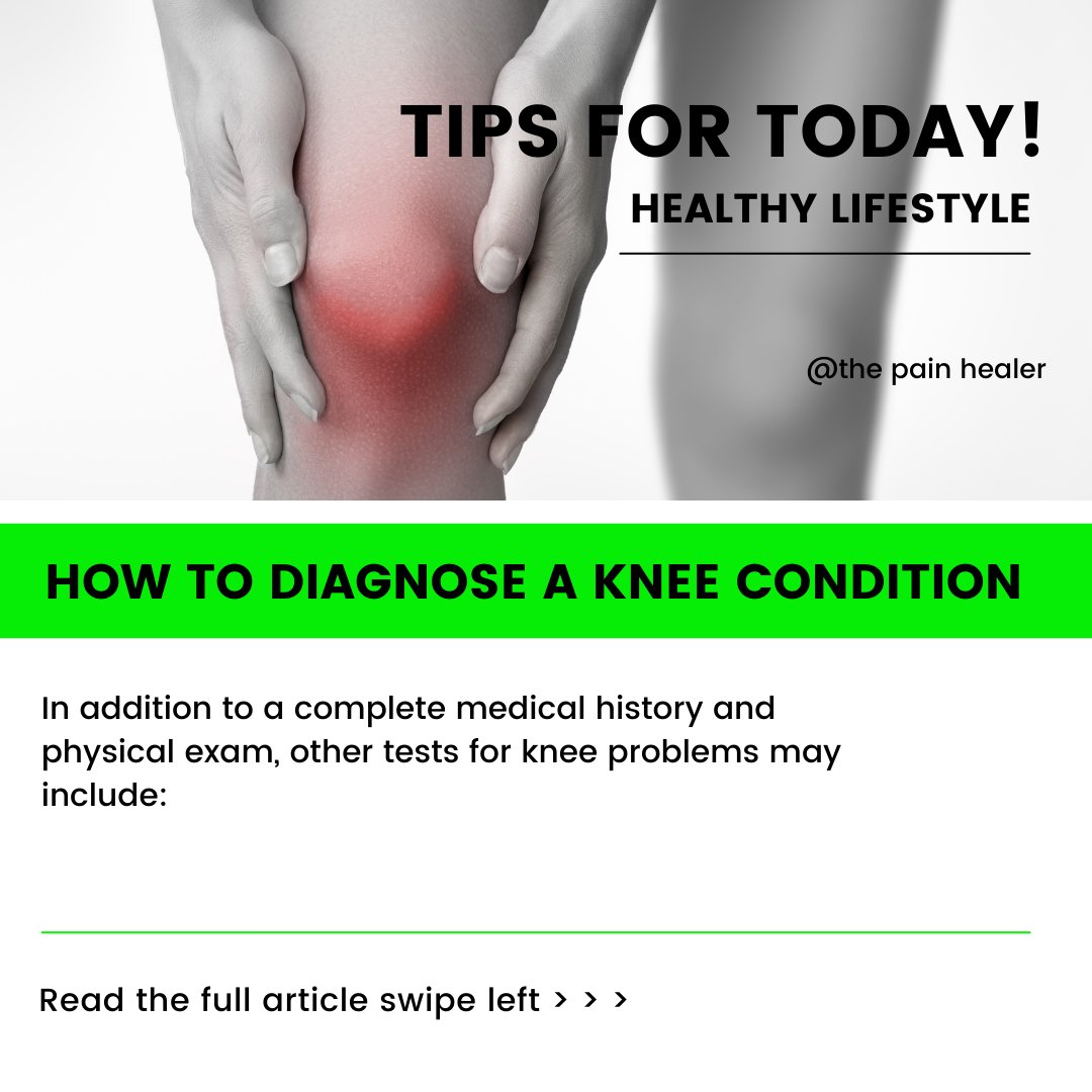 Painhealer8's tweet photo. How are knee problems diagnosed?

In addition to a complete medical history and physical exam, other tests for knee problems may include:

Read more here: 

#arthritis #chronicpain #chronicillness #pain https://t.co/cGihfL6OBU