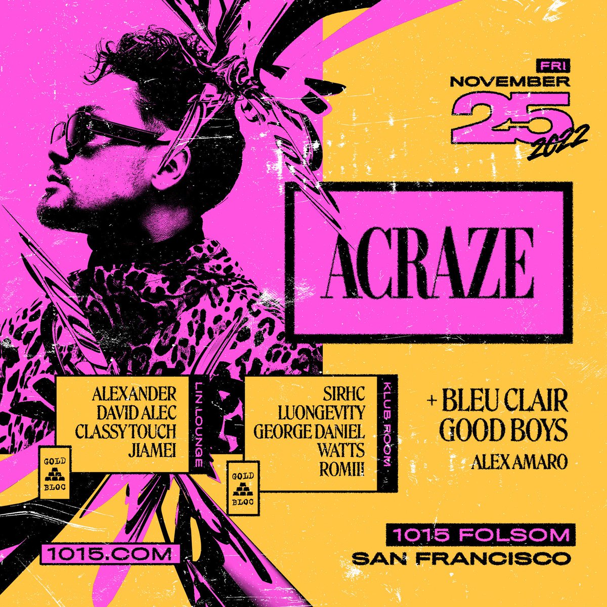 San Francisco! I'm headed to @1015sf tomorrow with the boys @goodboysoff & @BleuClairMusic 🔥 Who am I seeing out there? Tix: seetickets.us/acraze1125