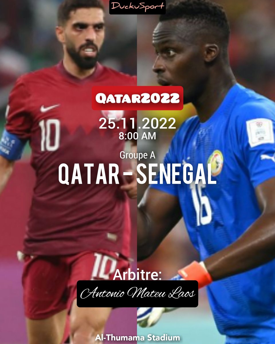 DuckuSport's tweet photo. #FIFAWorldCup: Le programme de ce Vendredi 25.11.2022 !

C'est la deuxième journée dans les groupes A &amp; B. https://t.co/qCS25y7GJR