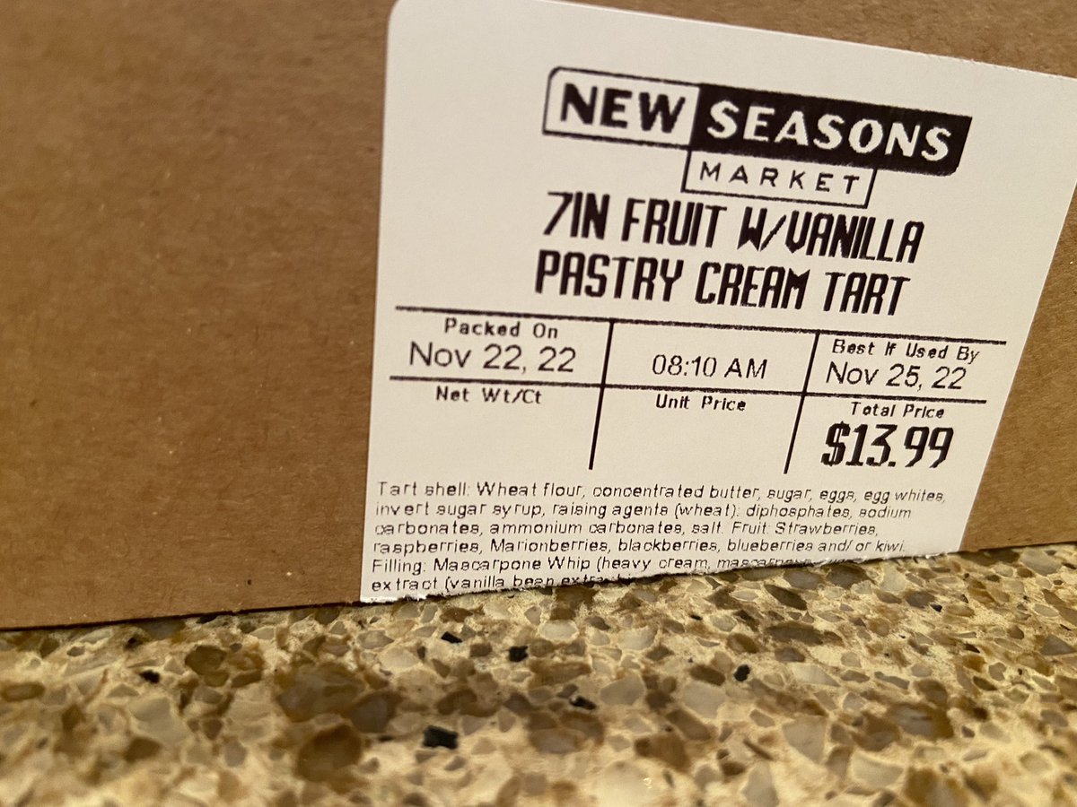 TiMorrison's tweet photo. @newseasons So very disappointed to (try to) serve your “fresh” fruit tart to Thanksgiving guests. Bought it 11/23, moldy berries 11/24. So incredibly embarrassed. https://t.co/oJscYAeVPF