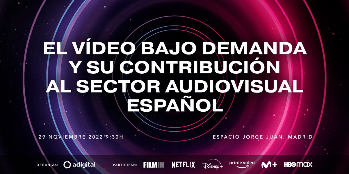 adigital_org's tweet photo. 🗓️El próximo martes, 29 de noviembre, organizamos el evento 'El vídeo bajo demanda y su contribución al sector audiovisual español'

✅Analizaremos el sector audiovisual actual con las principales plataformas de contenidos

⬇️¡Inscríbete aquí!
🔗https://t.co/w0cfYWeJ5Y https://t.co/2pv16v1nUr