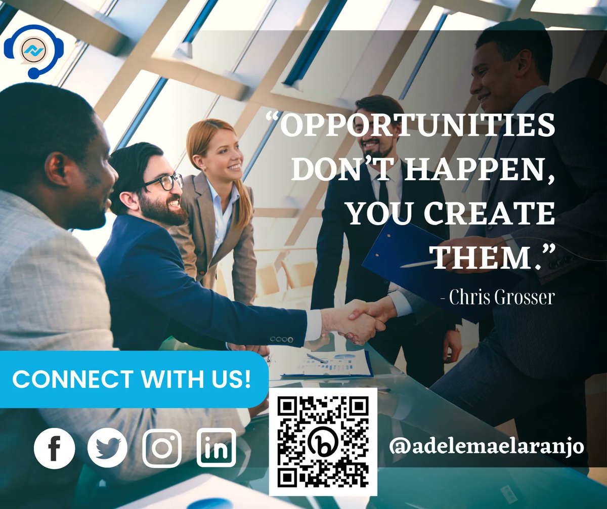 just_adeleL's tweet photo. "Opportunities don’t happen, you create them!" 

✔️Connect with us!📥💕  
Official Website: https://t.co/7UlFxsMfMW

#startuplife
#hustle
#grind
#successful
#wealth
#VAOntheGo
#onlineopportunities
#Adthousiastevirtualservices
#virtualassistant
#AMLGVA https://t.co/sqdrEAPIN4