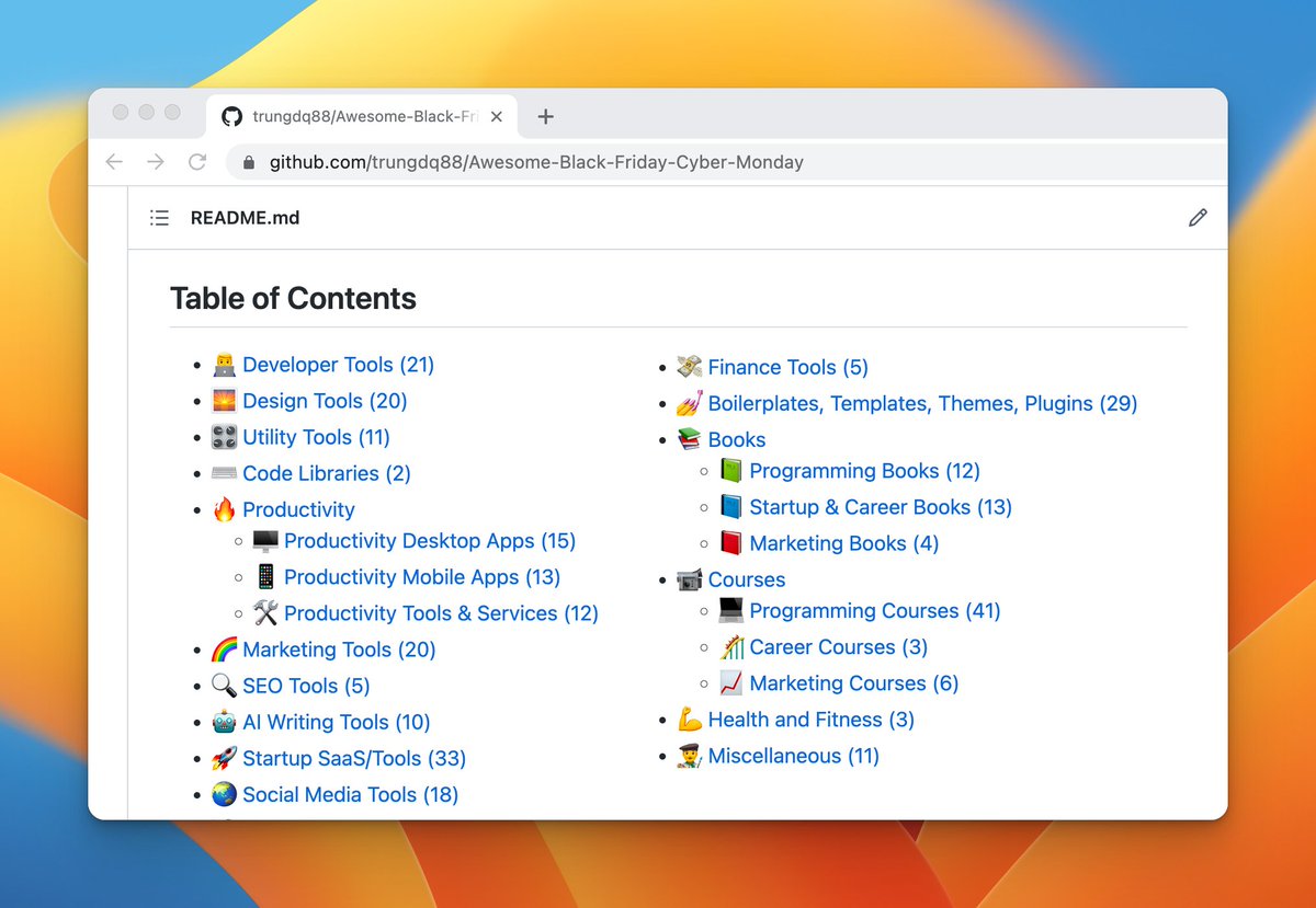 This GitHub repo has 300+ Black Friday deals 🏷️

Link below 👇