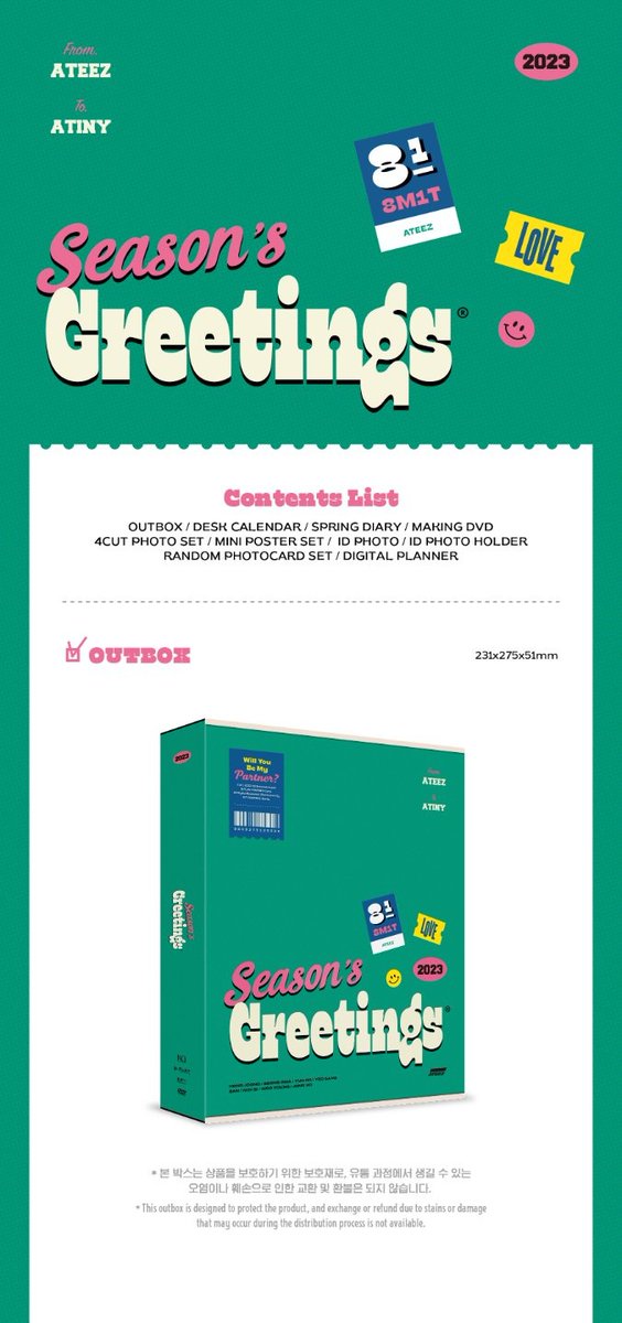 WTS ATEEZ SEASON GREETINGS 2023 FULLSET 💸RM100 🕊️ fullset without photocard set only 🕊️ price exclude postage DM if interested! #pasarATEEZ @ATEEZmall_MY @pasarATEEZ @pasarAtiny