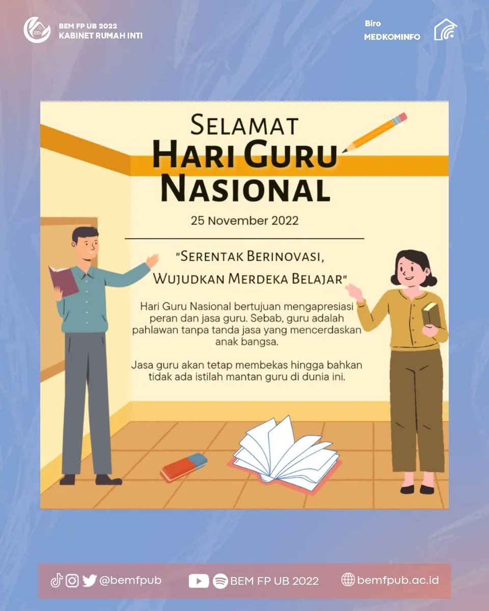 [SELAMAT HARI GURU]
Halo maperta!
Selamat Hari Guru 
Terimakasih untuk semua pahlawan tanpa tanda jasa yang berdedikasi mencerdaskan para calon penerus bangsa, jasamu tak akan lekang oleh waktu.
Serentak Berinovasi, Wujudkan Merdeka Belajar!