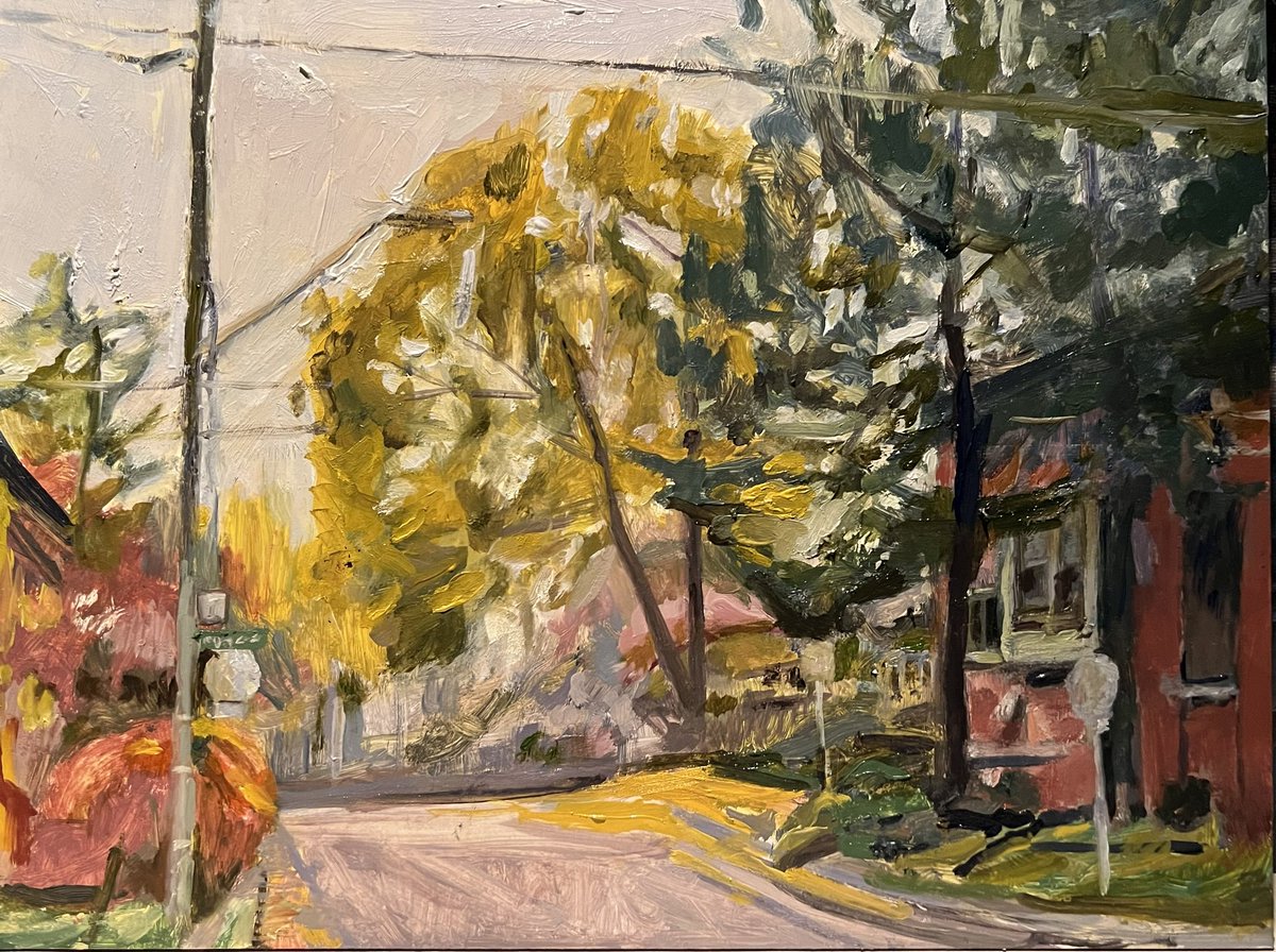 This new #painting features a scene from my neighbourhood in #hamont. I hope you like it! (9x12 inches, oil on board)