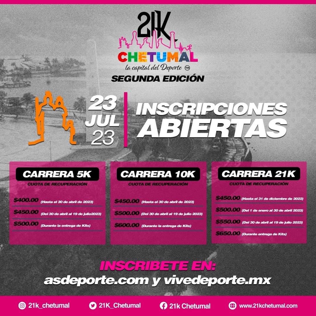 deborahAngulo's tweet image. Lista la próxima edición del 21K en #Chetumal 23 Julio 2023 Inscríbete para correr en la pista más bonita. #BahiadeChetumal #Chetumal #QuintanaRoo #Mexico #caribemexicano #deporte #runners