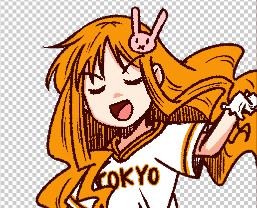 1girl solo long hair orange hair closed eyes gloves checkered background  illustration images