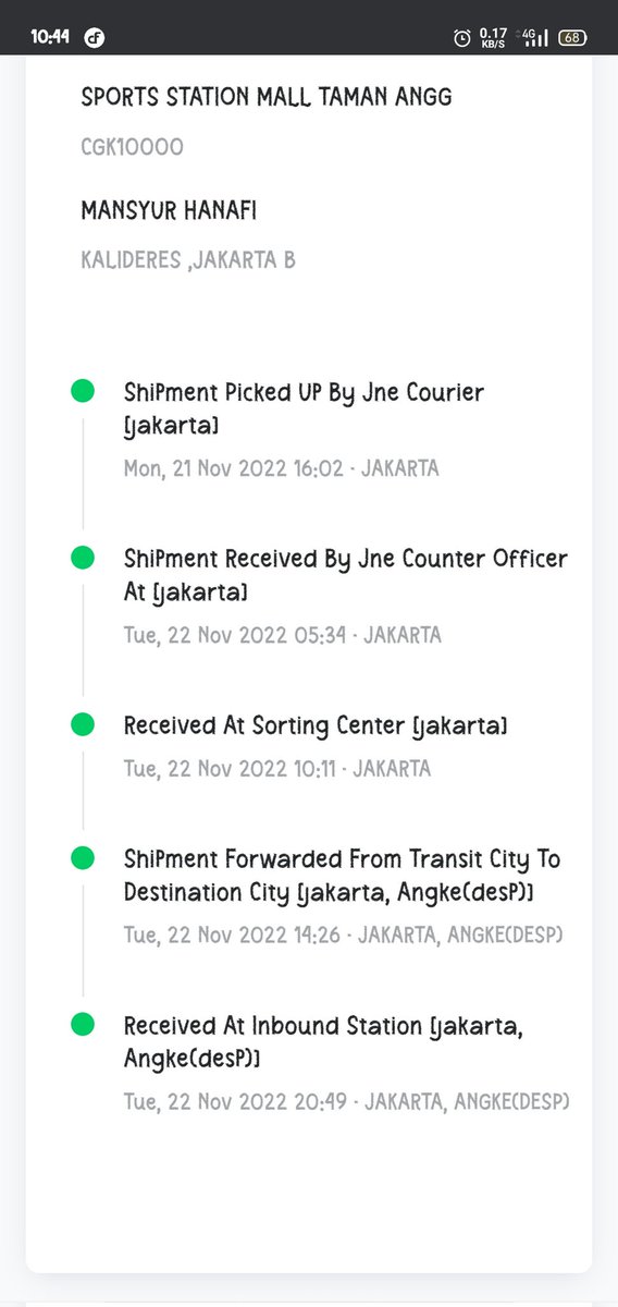 Hallooo <a href="/JNECare/">JNE Customer Care</a> dari tanggal 22 november paket ga bergerak sampai hari ini