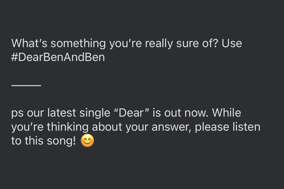 BenAndBenMusic's tweet photo. Here’s another question for you 🥰 #DearBenAndBen https://t.co/O8y2wqaNH0