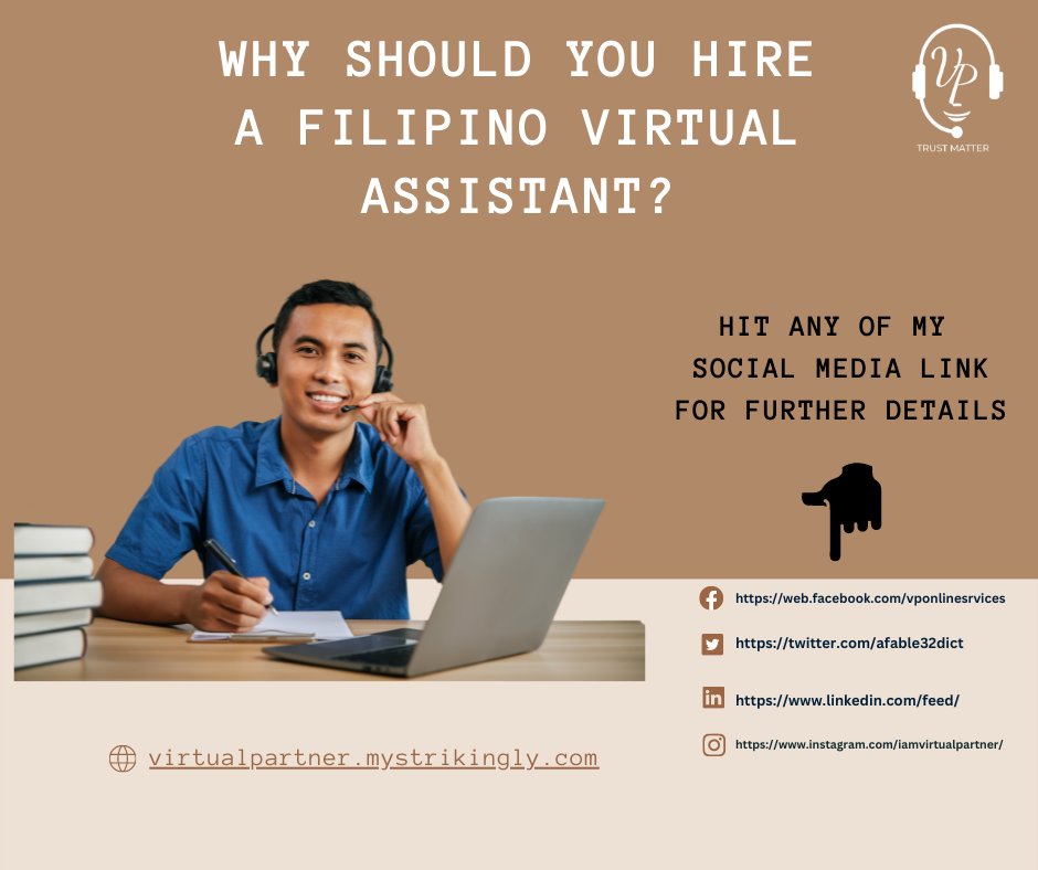 afable32dict's tweet photo. Filipinos have an excellent command of the English language. Outsourcing is something that Filipinos are familiar with. Filipinos are warm and welcoming.💕👍   
#VPservices#ProudfilipinoVA
For more info visit https://t.co/LpXtBTm4MB https://t.co/kejOHwsr0I