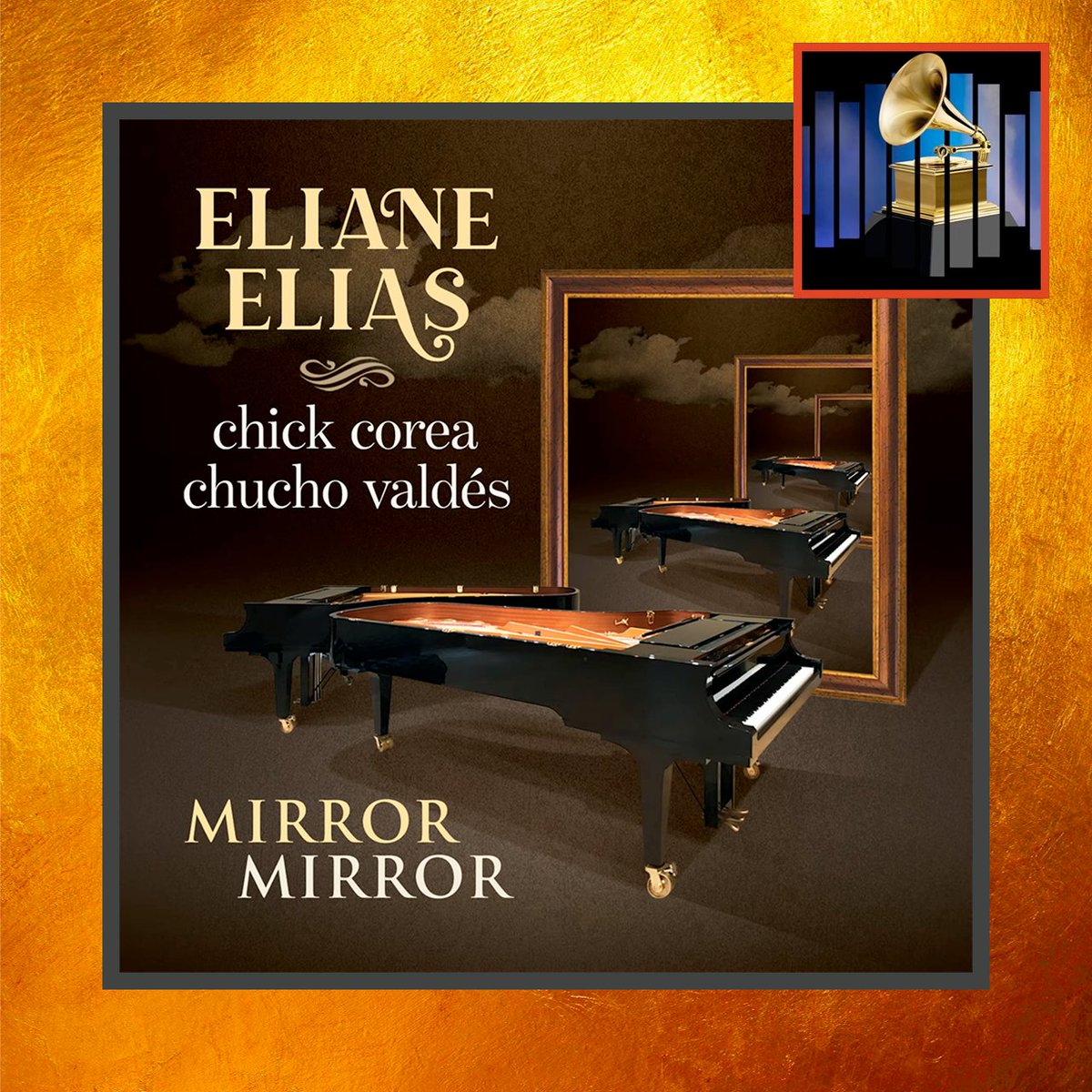 Latin Jazz Network (@latinjazznet) on Twitter photo 23rd Annual Latin GRAMMY Awards
Best Latin Jazz / Jazz Album
MIRROR MIRROR
<a href="/4ElianeElias/">Eliane Elias</a> <a href="/ChickCorea/">Chick Corea</a> <a href="/chuchovaldes/">Chucho Valdés</a>
Label: <a href="/Candidrecords/">Candid Records</a>
CONGRATULATIONS! Chick Corea must be smiling somewhere out there... <a href="/LatinGRAMMYs/">The Latin Recording Academy / Latin GRAMMYs</a> 23rd Annual Latin GRAMMY Awards
Best Latin Jazz / Jazz Album
MIRROR MIRROR
<a href="/4ElianeElias/">Eliane Elias</a> <a href="/ChickCorea/">Chick Corea</a> <a href="/chuchovaldes/">Chucho Valdés</a>
Label: <a href="/Candidrecords/">Candid Records</a>
CONGRATULATIONS! Chick Corea must be smiling somewhere out there... <a href="/LatinGRAMMYs/">The Latin Recording Academy / Latin GRAMMYs</a>
