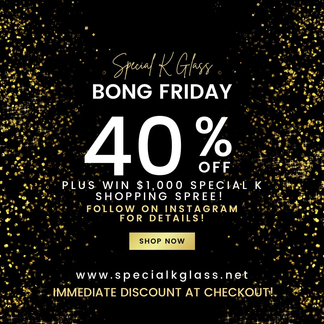 special_k_nft's tweet photo. It is the #communityevent like no other, #BongFriday and it starts NOW!

Shop our website &amp; save 40% on 1 of 1 beautiful glass bongs!
https://t.co/sUiza77DgY

And don’t forget to visit our Instagram to find out how you can win $1,000 shopping spree!

https://t.co/3dVK0NsRcO https://t.co/S0k8BKfuV3