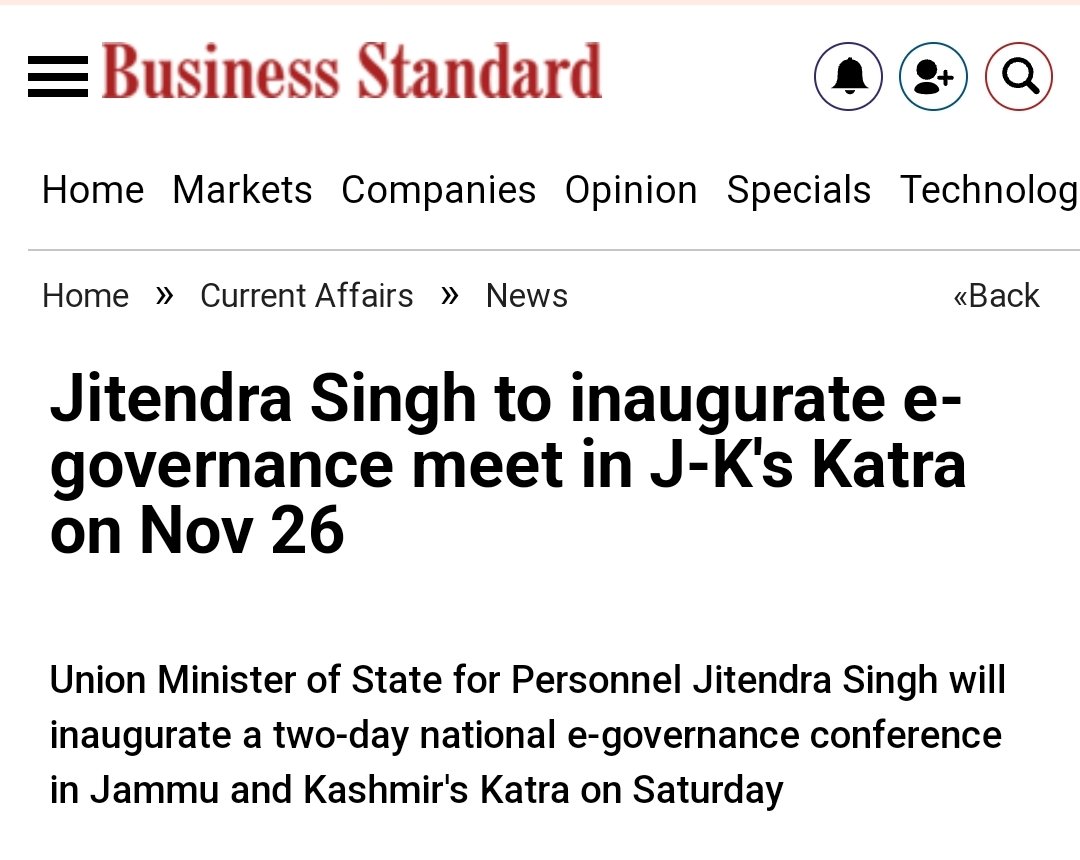 Business Standard: Jitendra Singh to inaugurate e-governance meet in J-K's #Katra on Nov 26
#JammuAndKashmir
#DARPG
#DOPT

Read:
business-standard.com/article/curren…