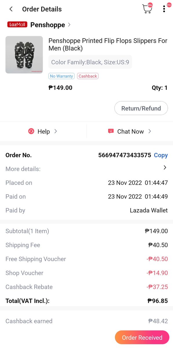draterss's tweet photo. @LazadaPH Buti na lang puwedeng maramibg voucher kay Lazada napalitan din ang tsinelas ko

179 pesos 'to sa store ni Penshoppe pero nakuha ko na lang sa LazMall store nila 96.85 pesos dahil sa Shop voucher, Free shipping, ane cashback🥰
May cashback pang 48.42 pesos. 
@alpha0390  #LazadaPH https://t.co/d7P1mcvsqI