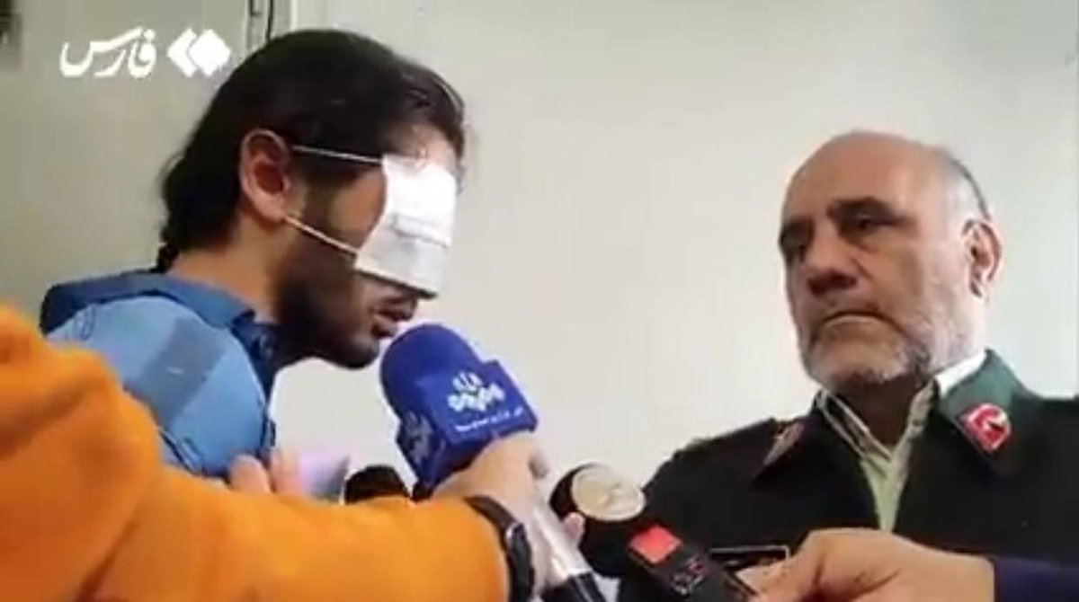 Rev_Group_iran's tweet photo. While IR team is in #Qatar2022, Iran's security forces brought a young man, #Milad_Armoon, in national TV, forcing him to confess to murder of a Basiji. He keeps repeating in front of camera that he did not have any knife and did not kill anyone. He is in danger of execution. https://t.co/VoA0gVD6RR