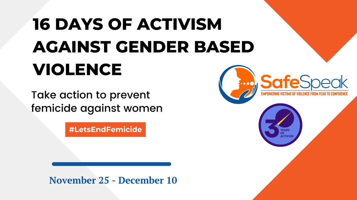 SafeSpeak's tweet photo. 📢Violence against women and girls is an urgent health concern. Laws that protect human rights are critical, as well as accessible healthcare services for those suffering abuse. We need urgent concerted efforts to end this now!
Join us.
#LetsEndFemicide #30YearsOfActivism #GBV https://t.co/mMX1LRHloB