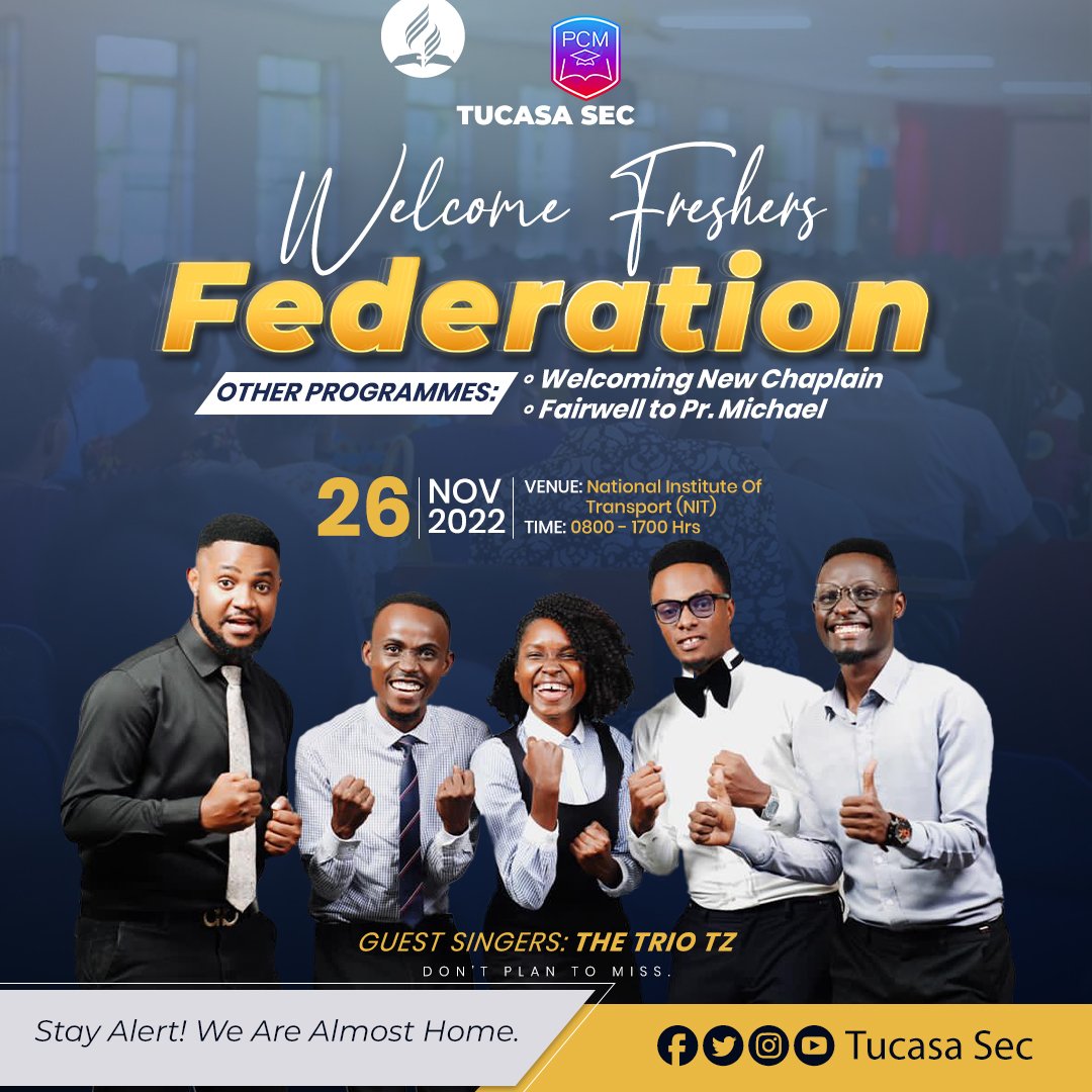 TucasaSec's tweet photo. It's the 26th of November 2022, at NIT...
Don't Plan to Miss..

WELCOME FRESHERS FEDERATION

@tucasastu @thetrio_tz @caleb_05may
@tucasacodazo @tucasa_sodazo_21 @tucasaectc @tucasa_nitchoir 

#tucasasec #tucasasec2223 #tucasastu #tucasa #sec #tucasasec https://t.co/qOpRuIyfZj