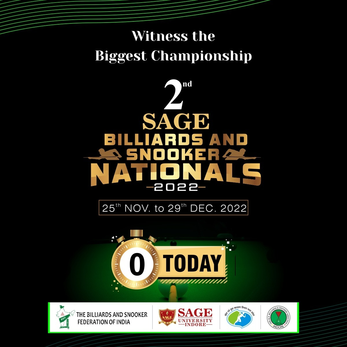 SAGE_INDORE's tweet photo. Exhilaration and excitement in the air! The mega Championship begins today.
___
#SAGEBilliardsAndSnookerNationals #CueGames #SUI #SAGEUniversityIndore #SAGEUniversity #BSFI #BilliardsSnookerFederationOfIndia #SnookerChampionship #NationalChampionship #BilliardsChampionship https://t.co/n0xH8mBAN4
