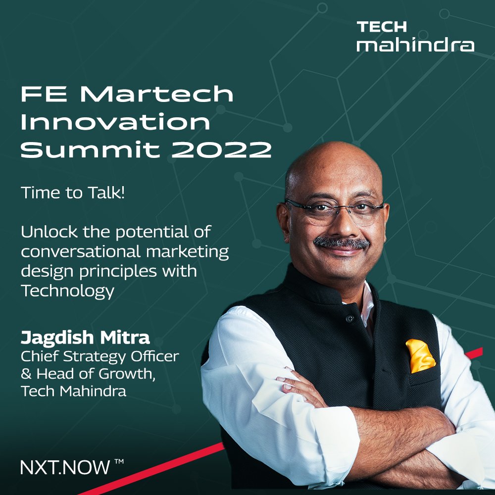 tech_mahindra's tweet photo. .@JagdishMitra, our CSO & Head of Growth, will be sharing his views at FE Martech Innovation Summit 2022, on the topic 'Time to Talk! Unlock the potential of conversational marketing design principles with Technology'.
More: https://t.co/mK9ursKcpX
#FEMarTechSummit #NxtNow https://t.co/y1xdMymbvp