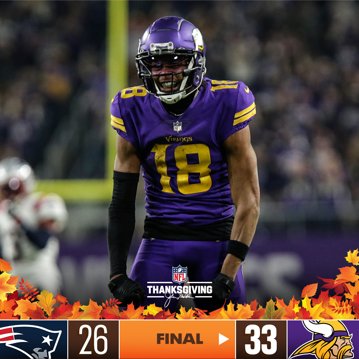 FINAL: The @Vikings end their Thanksgiving at 9-2. #NEvsMIN
