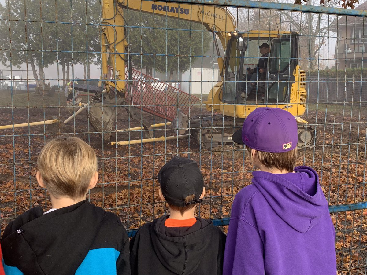 Brentwood Eagles were very excited today as the construction began for our new playground! It was very cool watching all the excavating and take down action! Thank you to Mitchell Excavating. Can’t wait for @greenplayteam to start! @sd63schools #play #getoutside