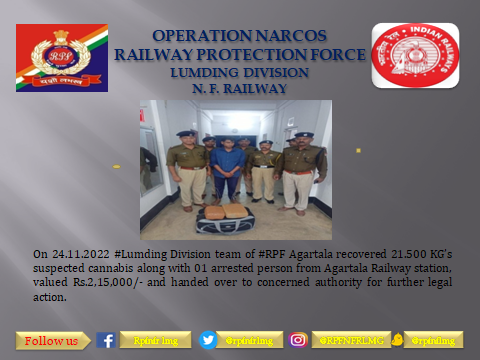 #Operationnarcos
<a href="/RPF_INDIA/">RPF INDIA</a>
@RPFNFR2
 <a href="/RailNf/">Northeast Frontier Railway</a>
<a href="/drm_lmg_nfr/">मं.रे.प्र.लामडिंग, पू.सी.रेलवे / DRM LUMDING NFR</a>
<a href="/RailMinIndia/">Ministry of Railways</a>