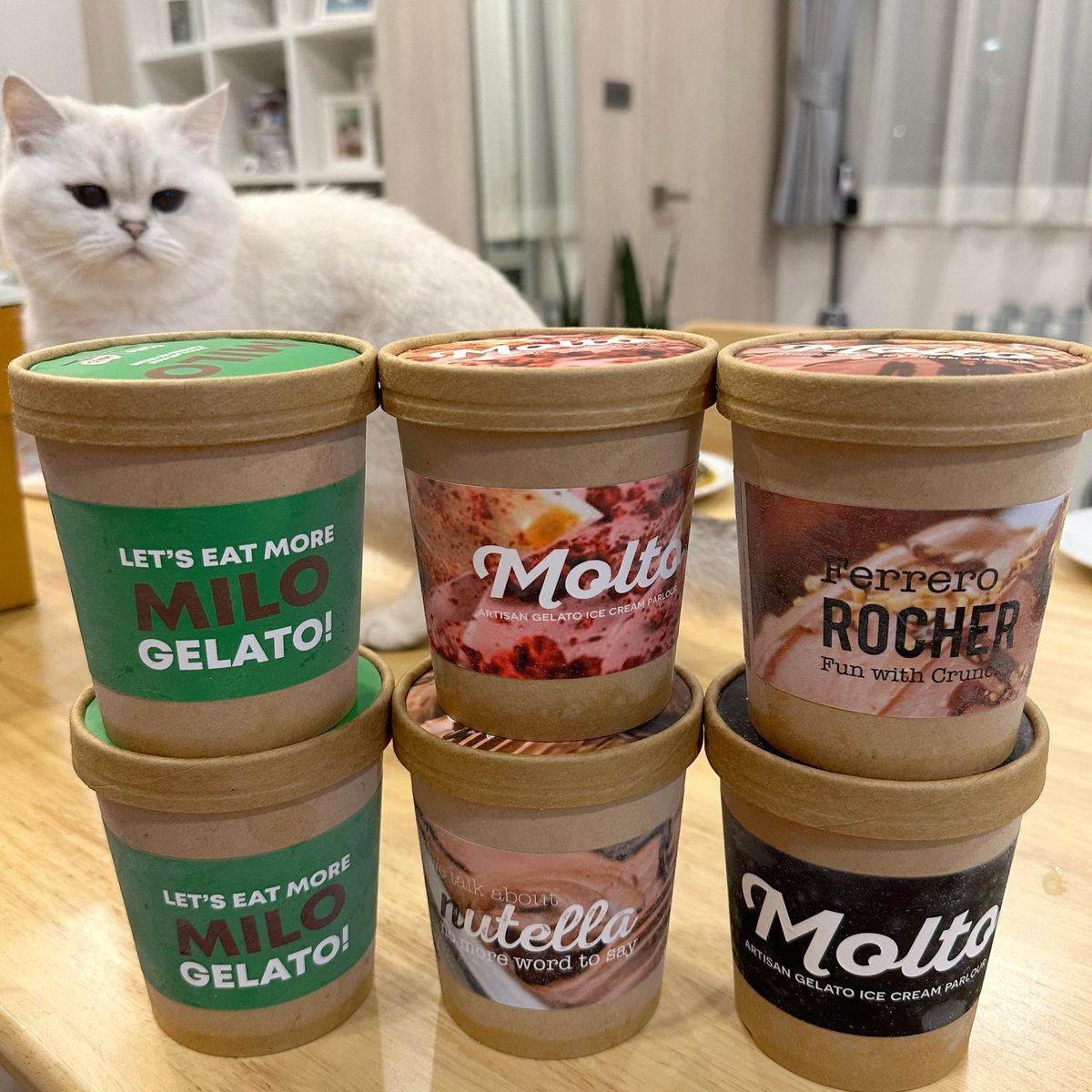 ไอติมเจ้านี้อร่อยมากกกกกก เครื่องแน่นโคตรๆ สั่งมาลอง 5 รส มีรส Milo อันนี้คือไม่หวานเท่าไมโลที่ชงเองแต่ก็เป็นไมโลจริงๆ รส Ferrero Rocher ออกขมนิดๆหวานๆหน่อย รส Strawberry Cheesecake ก็คือละมุนมากก หวานอมเปรี้ยวถูกใจ รส Yakult Pipo อันนี้ให้เดอะเบส อร่อยชหหห และรส Nutella เข้มข้นน