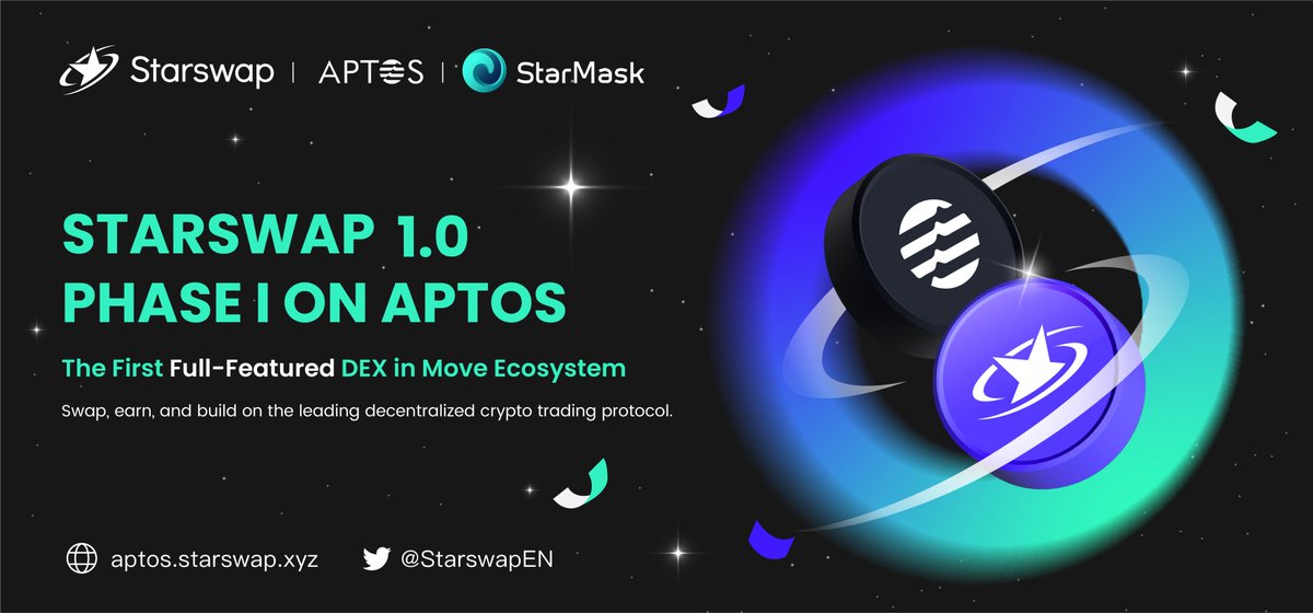 StarswapEN's tweet photo. 🎉We are thrilled to announce that #Starswap is now on #Aptos @Aptos_Network 

Starswap Web:https://t.co/hCPOZVyvi8

#Aptos  #APT #Move  #DeFi  #DEX #starswap $STAR https://t.co/ov1Qz7EQeZ