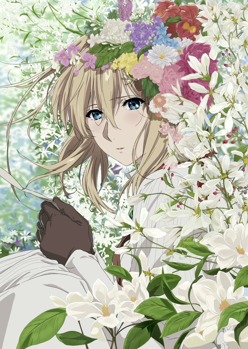 violet evergarden 1girl blonde hair solo blue eyes letterboxed ribbon braid  illustration images